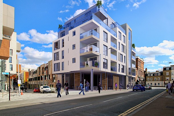 Photofit CGI for mixed use planning application Greenwich