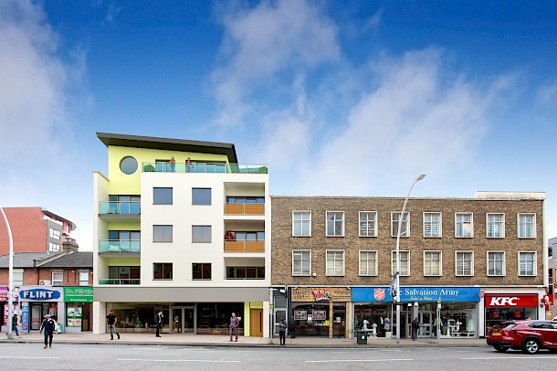 Photo-fit street CGI for residential flats above retail premises in Croydon