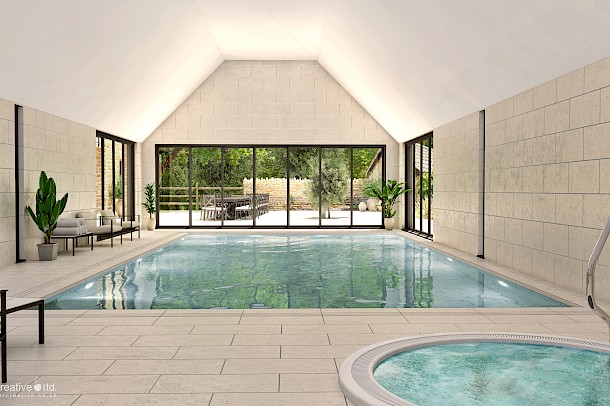 Indoor pool  and spa illustration for holiday lets